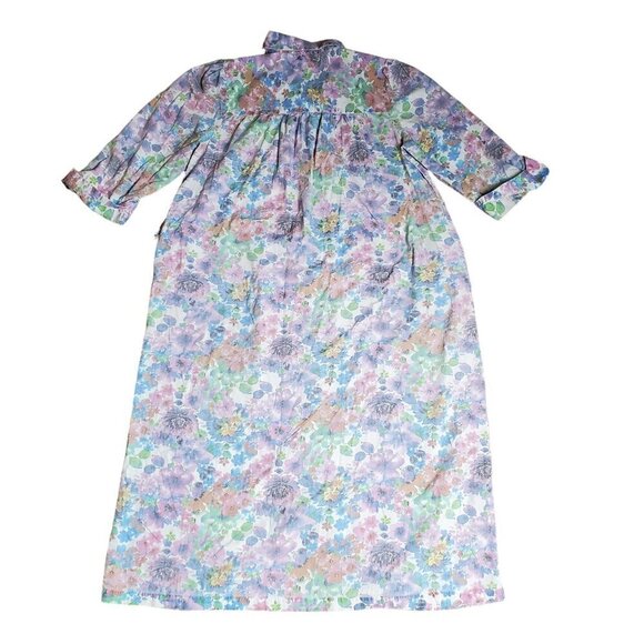 Vintage Models Coat House‎ Dress Robe Snap Floral Granny Cottage M Pastel Cotton - Picture 5 of 7